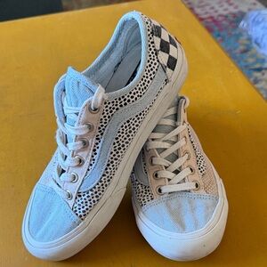 Vans Old School Lace Up Sneakers Blue Denim And Checkerboard